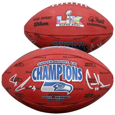 Jaxon Smith-Njigba & Cooper Kupp Seattle Seahawks Autographed Super Bowl LX Champions Wilson Duke Football