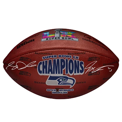 Sam Darnold & Jaxon Smith-Njigba Seattle Seahawks Autographed Super Bowl LX Champions Wilson Duke Football