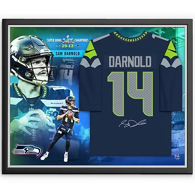 Sam Darnold Seattle Seahawks Autographed Super Bowl LX Champions Framed College Navy Nike Game Jersey Collage