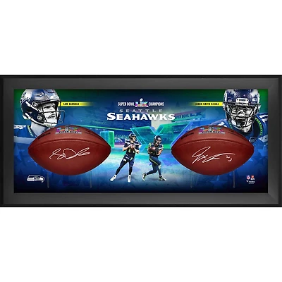 Sam Darnold & Jaxon Smith-Njigba Seattle Seahawks Autographed Super Bowl LX Champions Framed Two Football Shadowbox