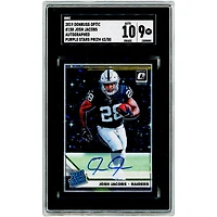 Josh Jacobs Oakland Raiders Autographed 2019 Panini Donruss Optic Purple Stars Prizm #158 #42/50 SGC Authenticated 9/10 Rookie Card