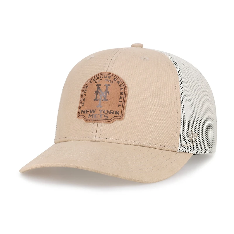 Men's '47 Khaki New York Mets Bonehide Trucker Snapback Hat