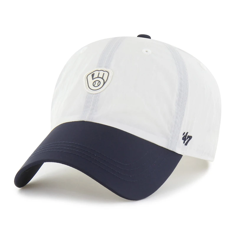 Men's '47 White/Navy Milwaukee Brewers Modernia Clean Up Adjustable Hat