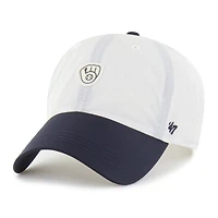 Men's '47 White/Navy Milwaukee Brewers Modernia Clean Up Adjustable Hat