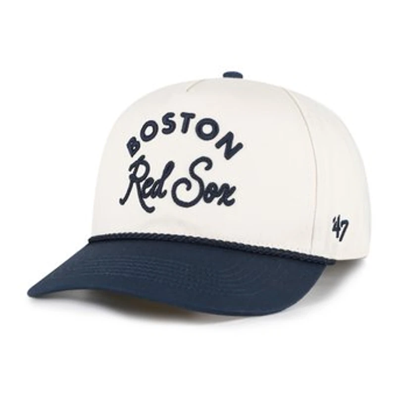 Men's '47 Natural/Navy Boston Red Sox Rope Script Hitch Adjustable Hat