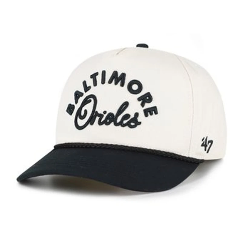Men's '47 Natural/Black Baltimore Orioles Rope Script Hitch Adjustable Hat