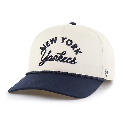 Men's '47 Natural/Navy New York Yankees Rope Script Hitch Adjustable Hat