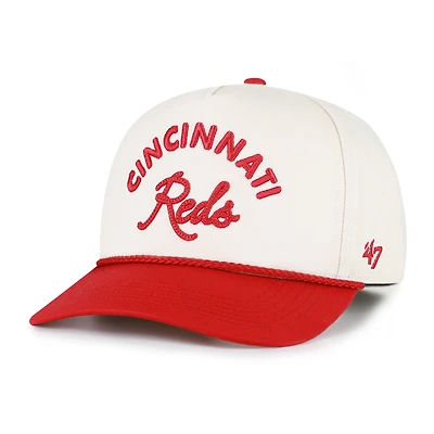 Men's '47 Natural/Red Cincinnati Reds Rope Script Hitch Adjustable Hat