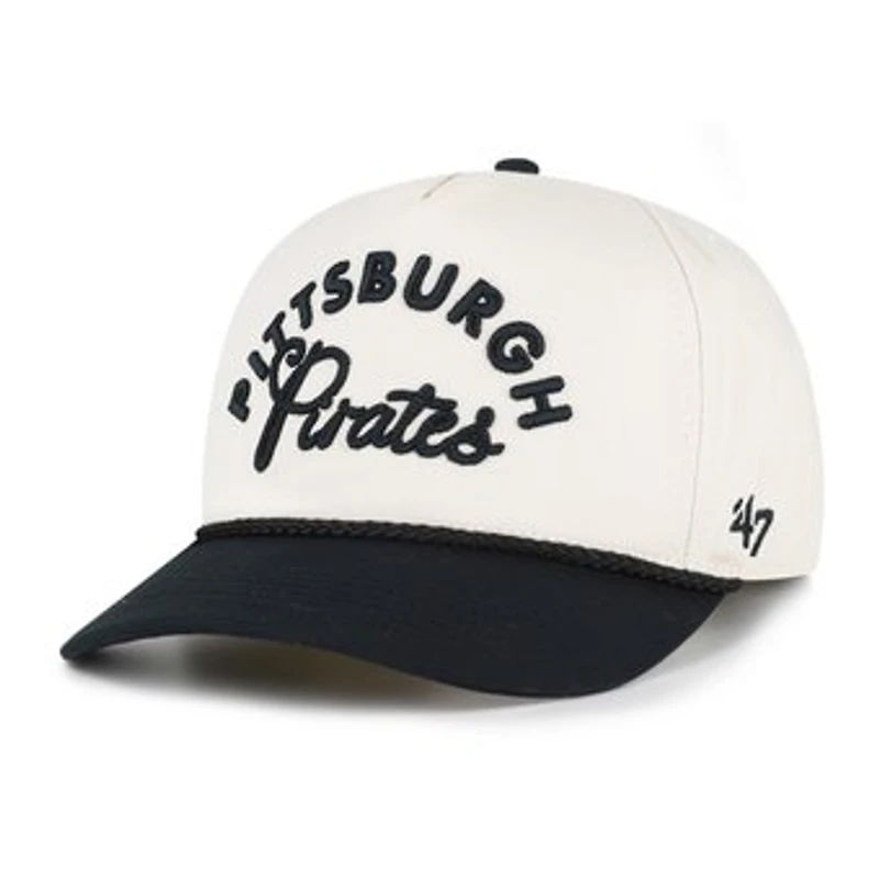 Men's '47 Natural/Black Pittsburgh Pirates Rope Script Hitch Adjustable Hat