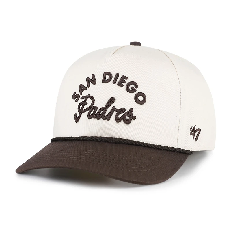 Men's '47 Natural/Brown San Diego Padres Rope Script Hitch Adjustable Hat