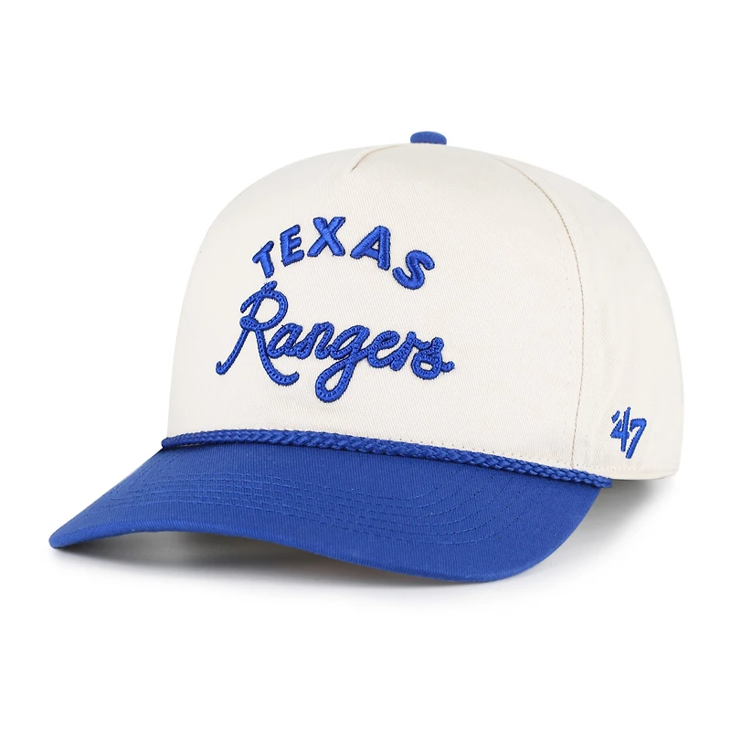 Men's '47 Natural/Royal Texas Rangers Rope Script Hitch Adjustable Hat