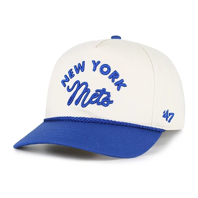 Men's '47 Natural/Royal New York Mets Rope Script Hitch Adjustable Hat