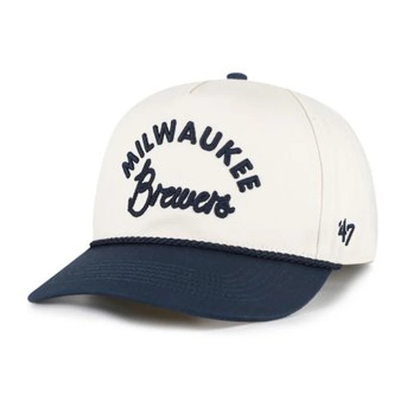 Men's '47 Natural/Navy Milwaukee Brewers Rope Script Hitch Adjustable Hat