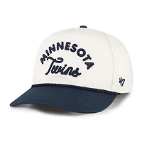 Men's '47 Natural/Navy Minnesota Twins Rope Script Hitch Adjustable Hat