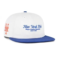 Men's '47 White/Royal New York Mets Script Stack Relaxed Captain Snapback