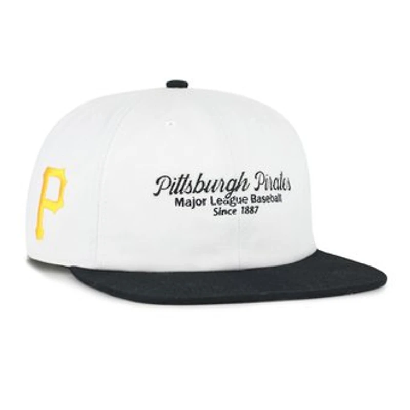 Men's '47 White/Black Pittsburgh Pirates Script Stack Relaxed Captain Snapback