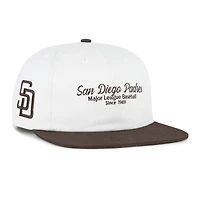 Men's '47 White/Brown San Diego Padres Script Stack Relaxed Captain Snapback