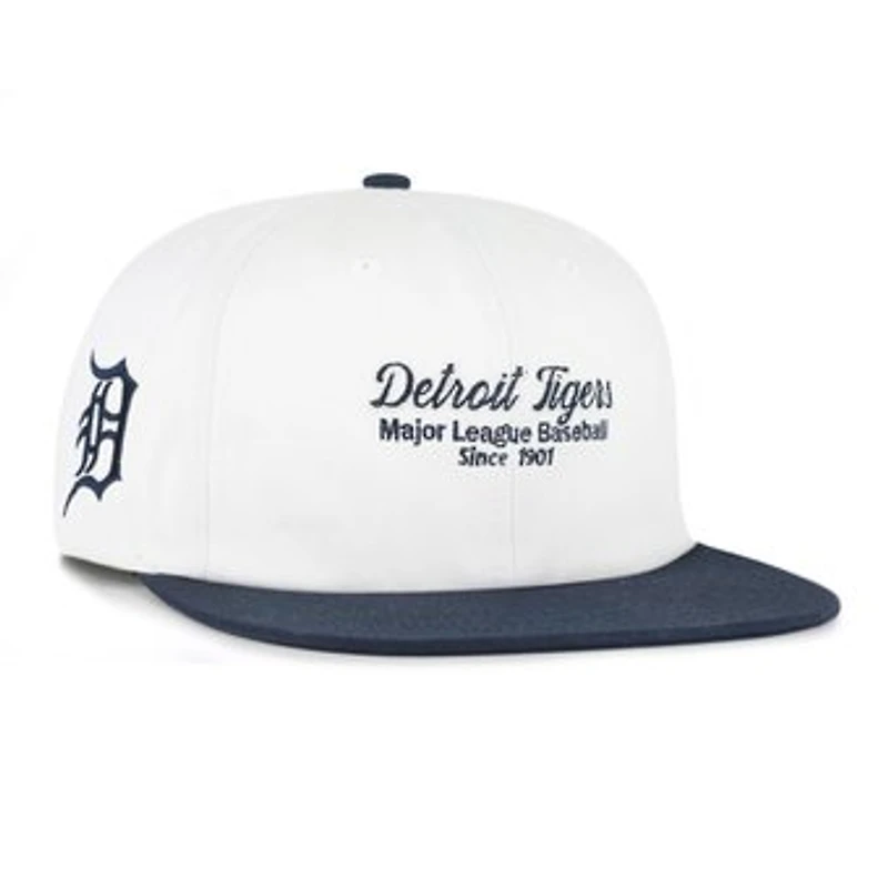 Men's '47 White/Navy Detroit Tigers Script Stack Relaxed Captain Snapback