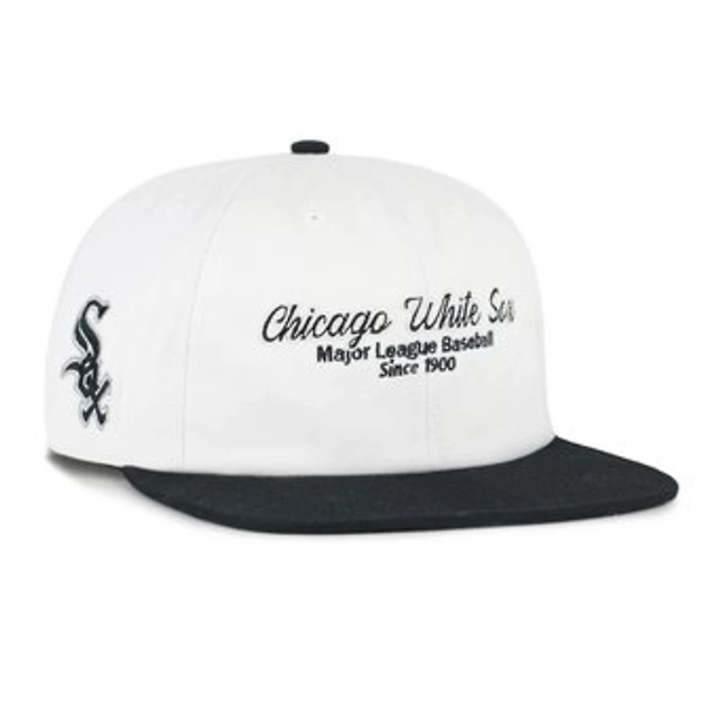 Men's '47 White/Black Chicago White Sox Script Stack Relaxed Captain Snapback