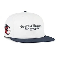 Men's '47 White/Navy Cleveland Guardians Script Stack Relaxed Captain Snapback