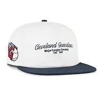 Men's '47 White/Navy Cleveland Guardians Script Stack Relaxed Captain Snapback