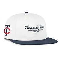 Men's '47 White/Navy Minnesota Twins Script Stack Relaxed Captain Snapback