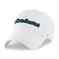 Women's '47 White Seattle Mariners Trendy Script Clean Up Adjustable Hat