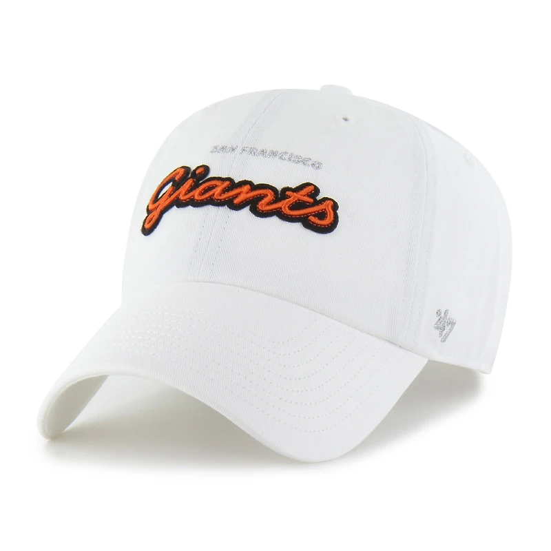 Women's '47 White San Francisco Giants Trendy Script Clean Up Adjustable Hat