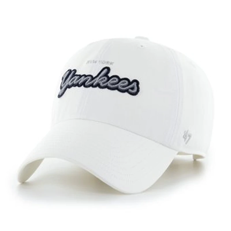 Women's '47 White New York Yankees Trendy Script Clean Up Adjustable Hat