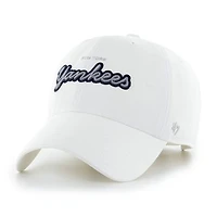 Women's '47 White New York Yankees Trendy Script Clean Up Adjustable Hat