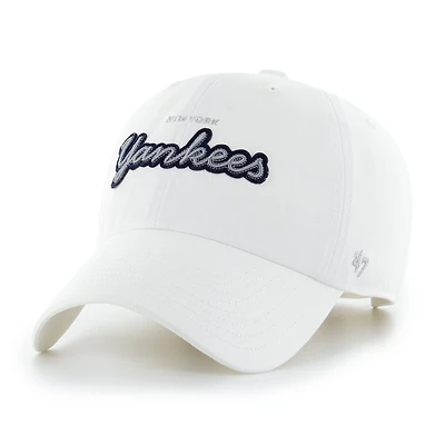 Women's '47 White New York Yankees Trendy Script Clean Up Adjustable Hat