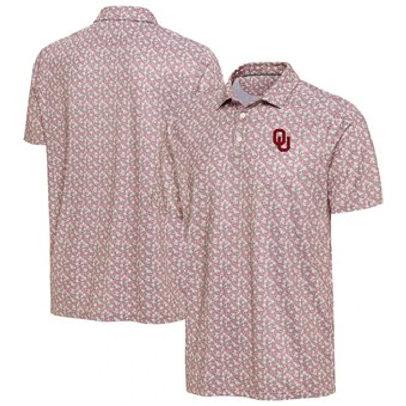 Men's Antigua  Pink Oklahoma Sooners Desert Dry Dogwood Polo