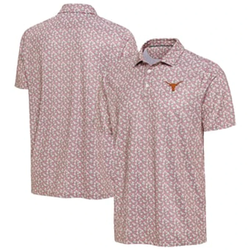 Men's Antigua Pink Texas Longhorns Desert Dry Dogwood Polo