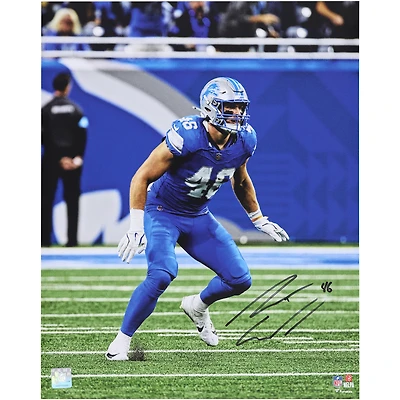 Jack Campbell Detroit Lions Autographed 16" x 20" Defensive Stance Photograph