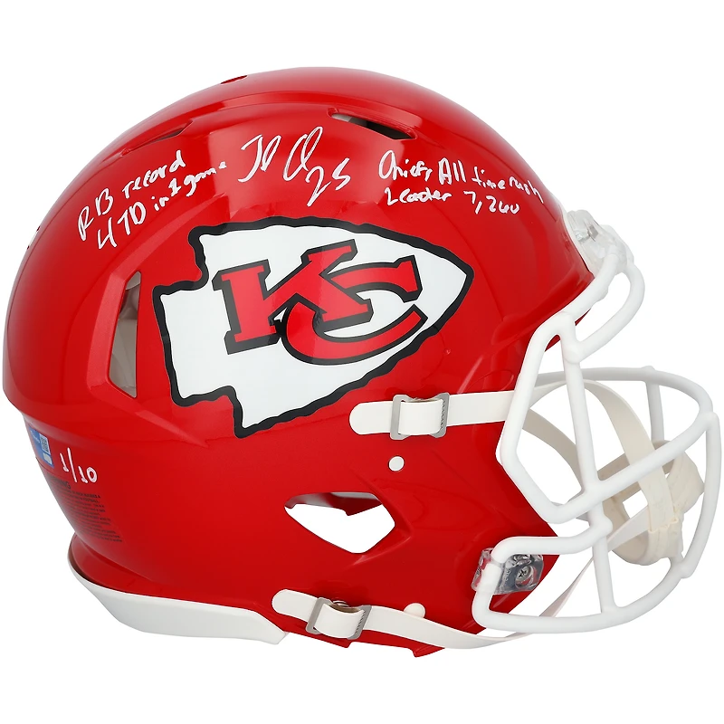 Jamaal Charles Kansas City Chiefs Autographed Riddell Speed Authentic Helmet with Multiple Inscriptions