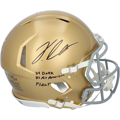 Jeremiyah Love Notre Dame Fighting Irish Autographed Riddell Speed Authentic Helmet with Multiple Inscriptions - Limited Edition #10/10