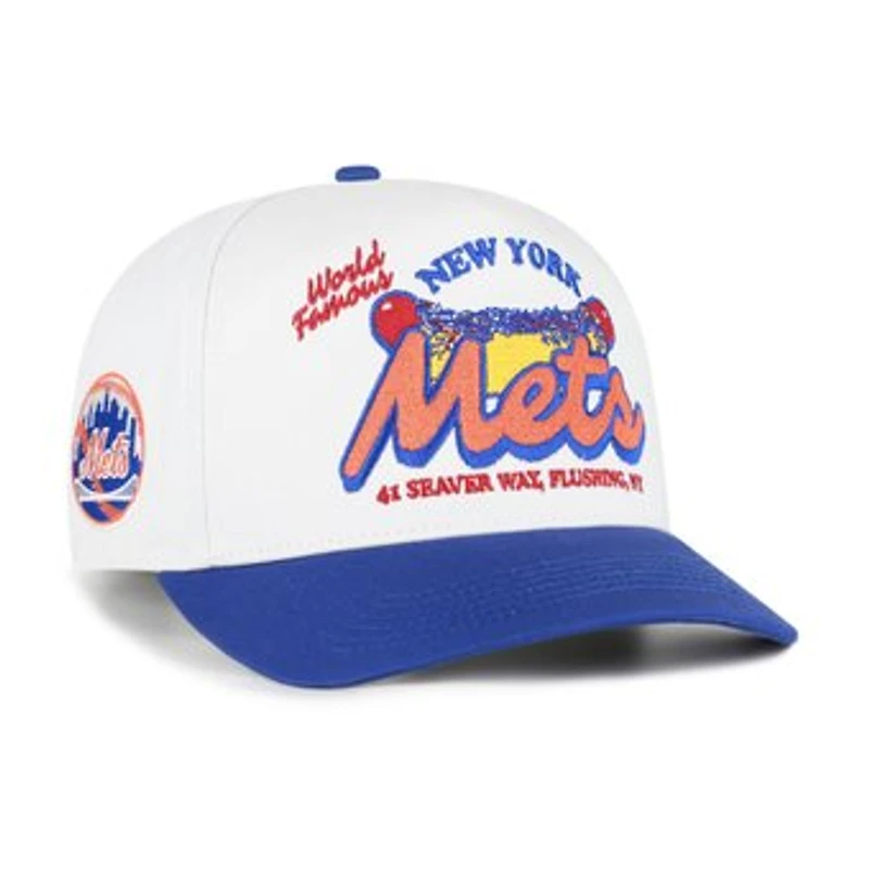 Men's '47 White/Royal New York Mets Glizzy Collection Hitch Adjustable Hat