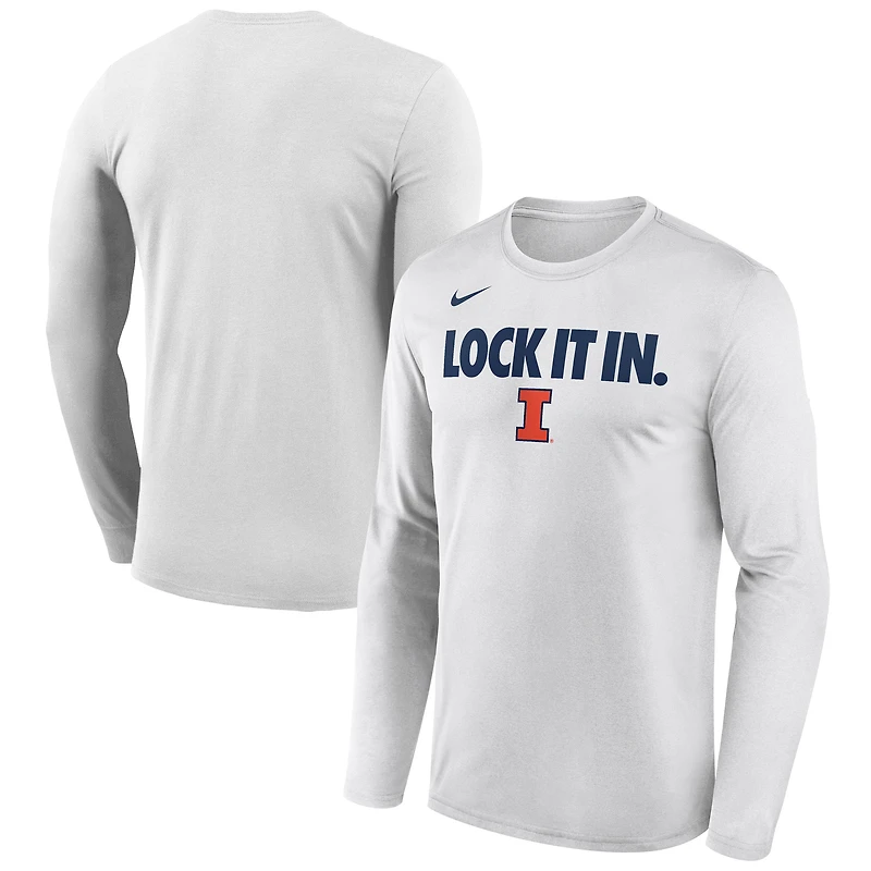 Men's Nike  White Illinois Fighting Illini 2026 On-Court Bench Long Sleeve T-Shirt