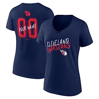 Women's Navy Cleveland Guardians Hustle Personalized Name & Number V-Neck T-Shirt