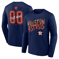 Men's Navy Houston Astros  Hustle Personalized Name & Number Long Sleeve T-Shirt