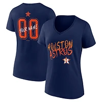 Women's Navy Houston Astros Hustle Personalized Name & Number V-Neck T-Shirt