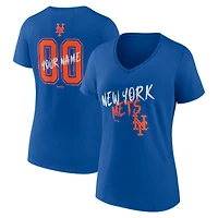 Women's Royal New York Mets Hustle Personalized Name & Number V-Neck T-Shirt
