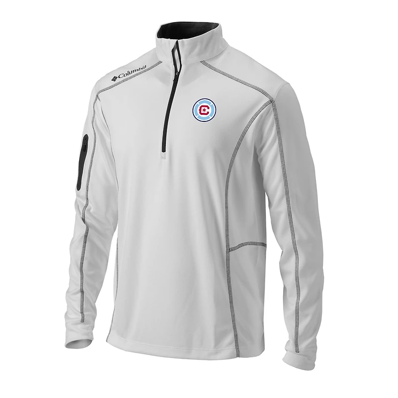 Men's Columbia White Chicago Fire Omni-Wick Shotgun Quarter-Zip Pullover