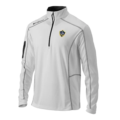 Men's Columbia White LA Galaxy Omni-Wick Shotgun Quarter-Zip Pullover