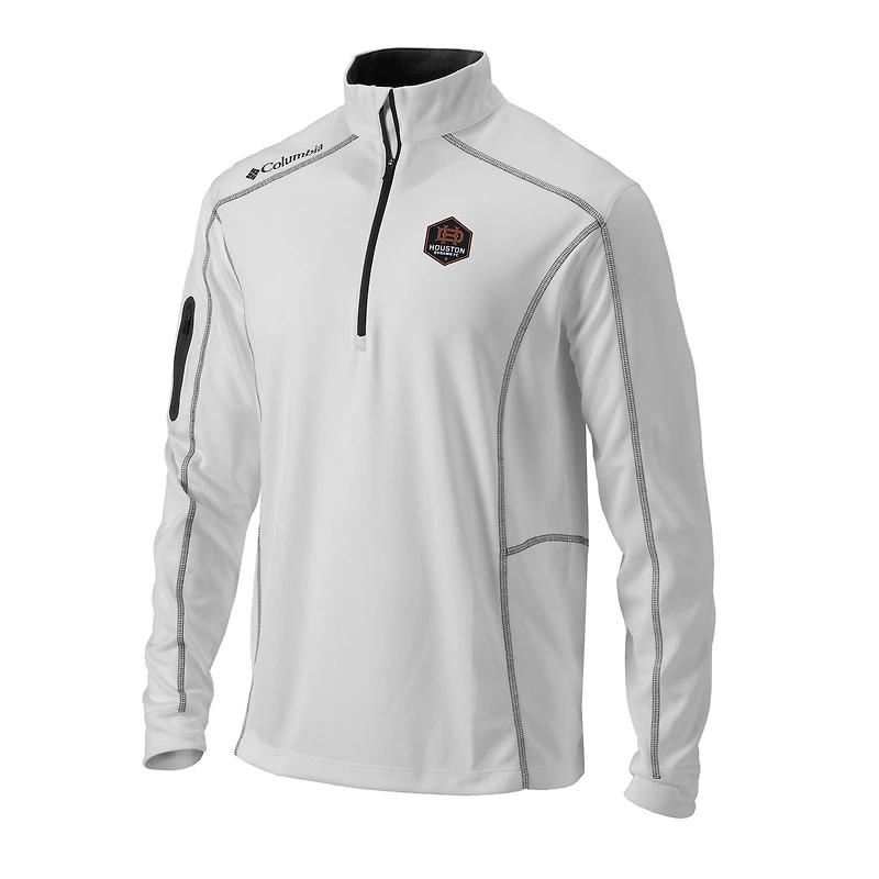 Men's Columbia White Houston Dynamo FC Omni-Wick Shotgun Quarter-Zip Pullover