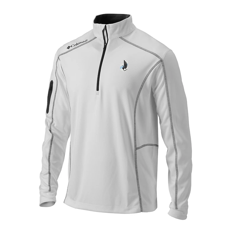 Men's Columbia White Minnesota United FC Omni-Wick Shotgun Quarter-Zip Pullover
