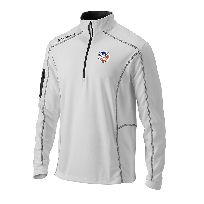 Men's Columbia White FC Cincinnati Omni-Wick Shotgun Quarter-Zip Pullover