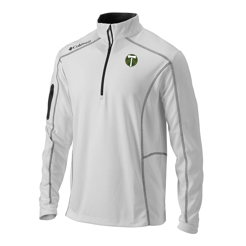 Men's Columbia White Portland Timbers Omni-Wick Shotgun Quarter-Zip Pullover