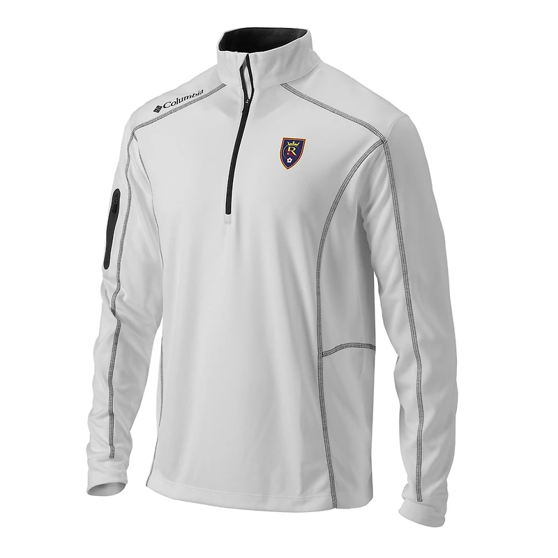Men's Columbia White Real Salt Lake Omni-Wick Shotgun Quarter-Zip Pullover