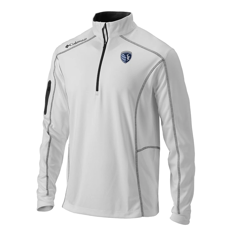 Men's Columbia White Sporting Kansas City Omni-Wick Shotgun Quarter-Zip Pullover